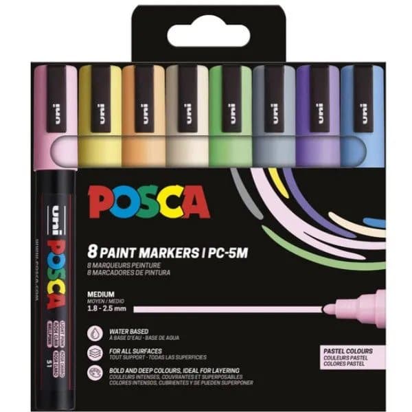 POSCA PC-5M 8stk Pastel Farver