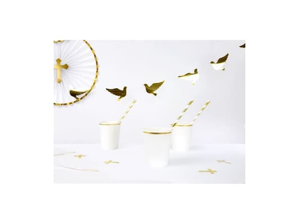 Papir sugerør metallic guld striber