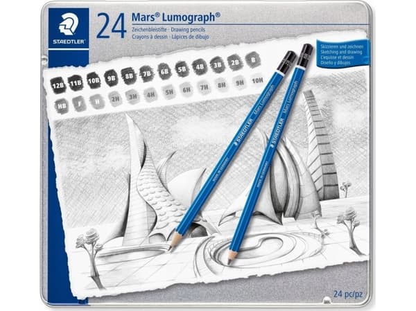 Staedtler Mars Lumograph, Multi, Multifärg, Hexagonal, 2 mm, Låda, 24 styck