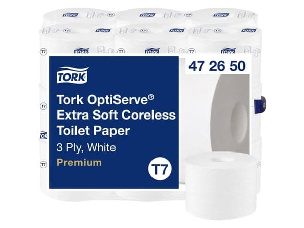 Toiletpapir Tork Premium T7 OptiServe 3-lags L63.2mxB9.3cm FSC Nyfiber Hvid,18 rl/sæk - (18 stk.)