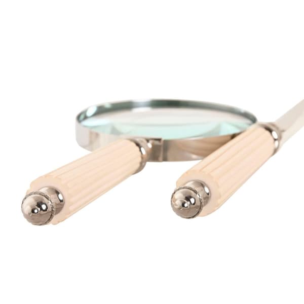 Magnifying glass Home ESPRIT Crystal Steel Bone 8 x 8 x 30 cm