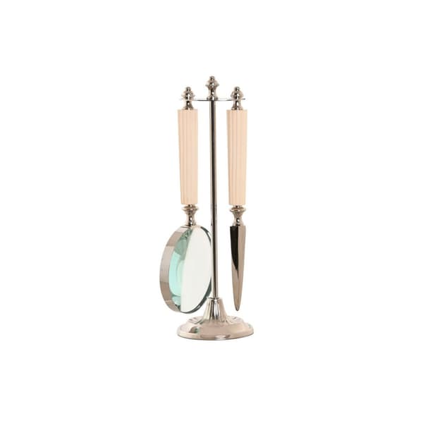 Magnifying glass Home ESPRIT Crystal Steel Bone 8 x 8 x 30 cm