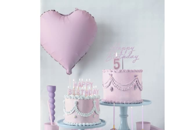 Lys lilla kagepynt Happy Birthday