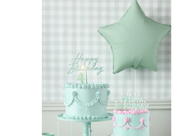 Mintgrøn kagepynt Happy Birthday