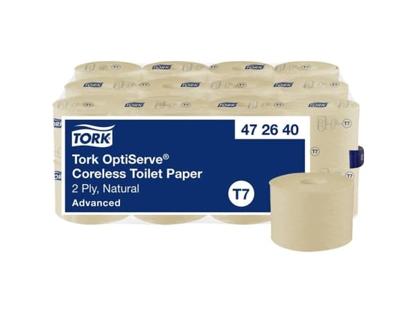 Toiletpapir Tork Advanced T7 OptiServe 2-lag Ø13.1cm L94.3mxB9.3cm Genbrug Natur,24 rl/sæk - (24 stk.)