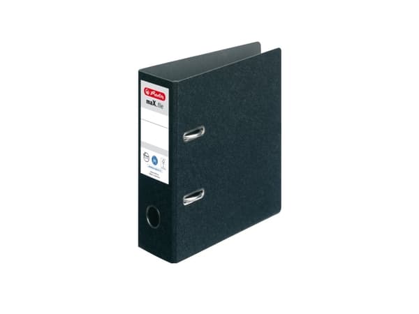 herlitz hårdpappmapp, DIN A5 hög, ryggbredd: 75 mm svart, utan kantskydd, med limmad ryggetikett (5175807)