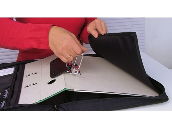 WEDO mappväska, svart, för DIN A4-mappar upp till 80 mm ryggbredd, tillverkad av polyester, med dragkedja (58 601)