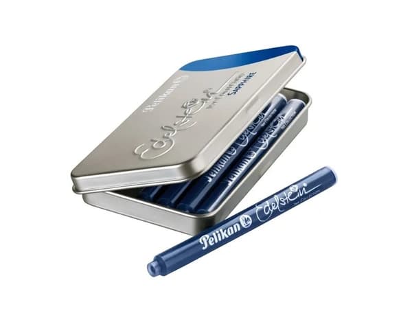 Pelikan 339630, Sininen, Sininen, Hopea, Mustekynä, Saksa, Laatikko, 6 kpl