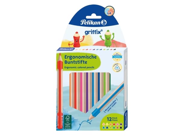 Pelikan 701525, Sort, Blå, Rødme, Brun, Grønn, Lyseblå, Lysegrønn, Oransje, Rosa, Rød, Rosa, Fiolett, Gult, 12 stykker