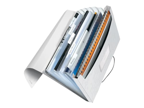 Leitz WOW - Dokumentmappe - kan utvides - 6 rom - 6 deler - for A4 (210 x 297 mm) - kapasitet: 250 ark - med fliker - hvit