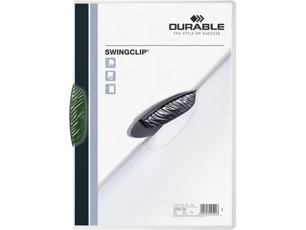 DURABLE SWINGCLIP - Klippfil - för A4 - kapacitet: 30 ark - genomskinlig med grön klämma
