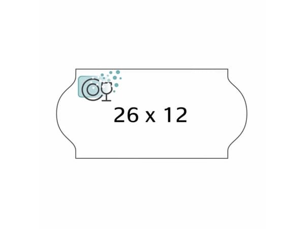Etiketti Meto 26x12mm valkoinen vesiliukoinen liima 1500kpl/rulla - (36kpl)