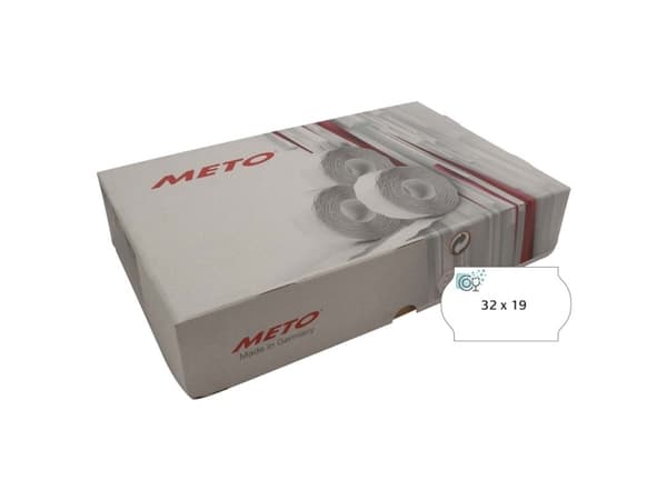 Etiketti Meto 32x19mm valkoinen vesiliukoinen liima 1000kpl/rulla - (30kpl)