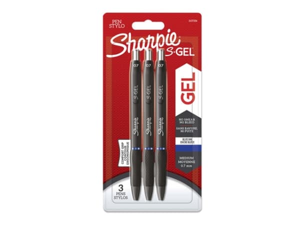 Sharpie S-Gel, Uttrekkbar gelépenn, Blå, Sort, Medium, 0,7 mm, Blister
