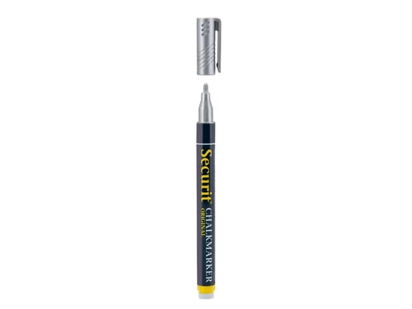 Securit® original kridtmarker med rund spids i sølv - (12 stk.)