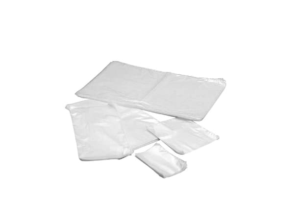 Plastic bag, 50 µm, 150 x 150 mm Kort side åben, LD-PE, transparent flad taske, Flad bund Æske med 1