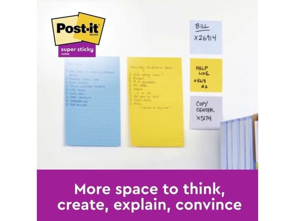 Post-it Super Sticky Notes viivoitettu 101mmx101mm 90sheet/blk 6blk/pakkaus Karnevaaliväri kokoelma