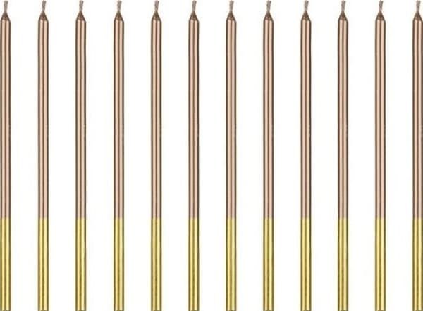 Syntymäpäiväkynttilät vaaleanpunainen kulta 14 cm 12kpl