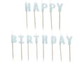 Miniatyrbild 1 av 4: Ljusblå Happy Birthday-tårtljus