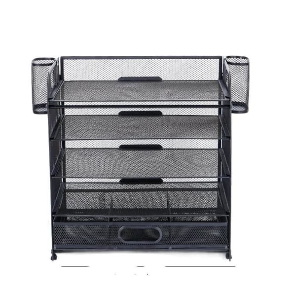 Kontors A4 Pappersskrivbord Organizer, 5 Glidande Brickor, Hållbar Metallkonstruktion,En stil