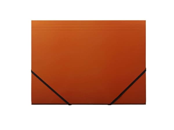 Elastikmappe Q-Line A4 orange m/3 klapper & elastik blank - (10 stk.)