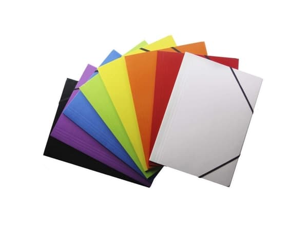 Elastikmappe Q-Line A4 lilla m/3 klapper & elastik blank - (10 stk.)