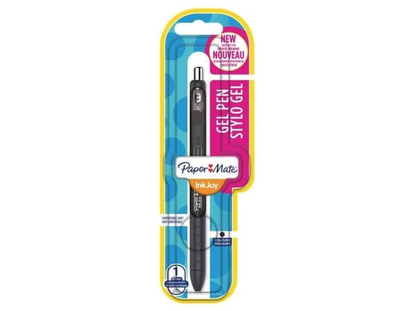 Papermate InkJoy Gel, uttrekkbar gelpenn, svart, svart, plast, medium, rund