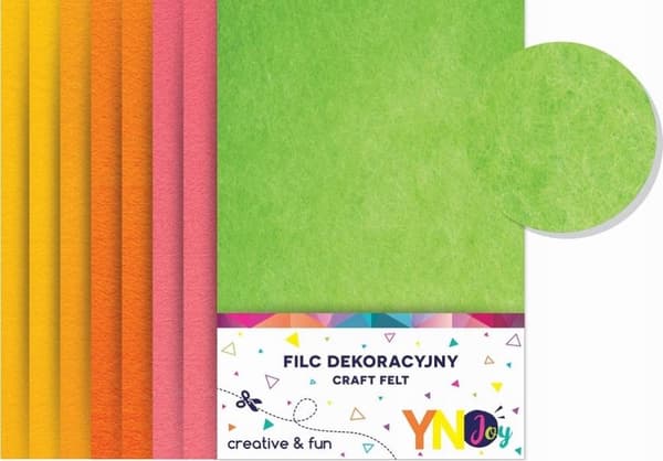 Dekorativ filt farvet neon A4 8 ark