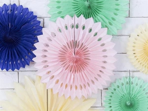 Party Deco Koristeelliset pehmopaperiruusukkeet, vaalea puuteriroosa, 20-30cm, 3 kpl yleiskäyttöinen