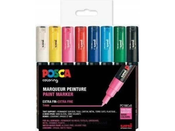 POSCA marker sæt PC-1M 8 ass. std. farver
