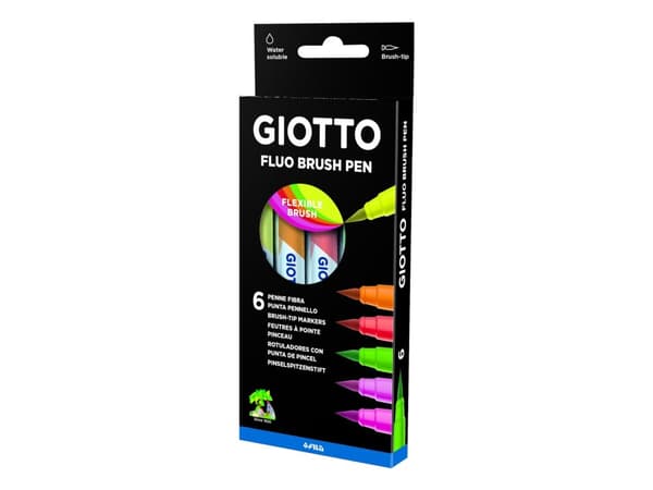 Fluo Brush Pen 6 färger