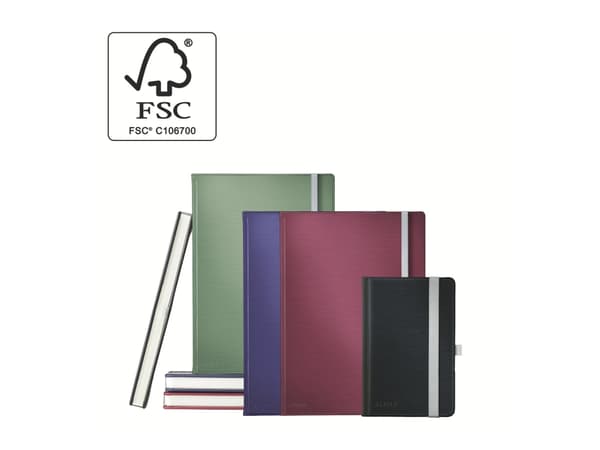 Leitz Style notesbog A5 kvadreret med hardcover Granat rød
