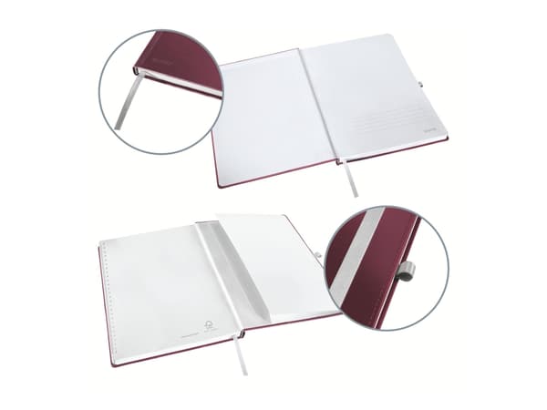 Leitz Style notesbog A5 kvadreret med hardcover Granat rød