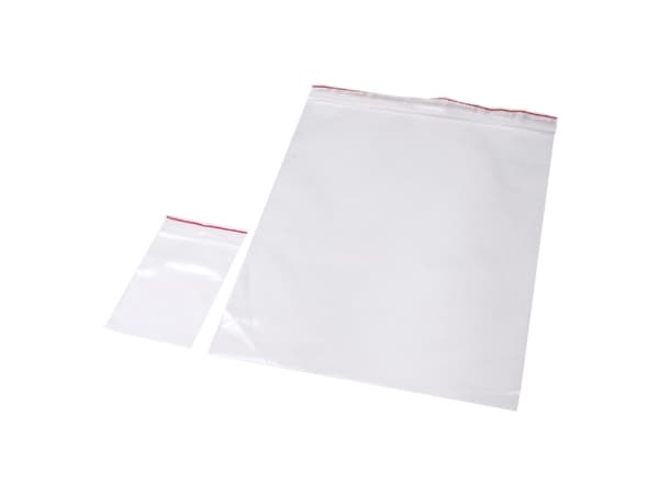 vetoketjullinen pussi, 50 µm, 175 x 250 mm, lyhyt puoli auki, LD-PE, läpinäkyvä Painamaton, litteä pussi, litteä alaosa