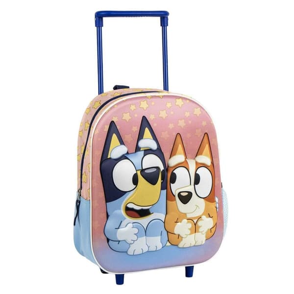 3D School Bag with Wheels Bluey Pink