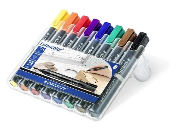 Permanentmarker Staedtler Lumocolor 352, set med 8 färger