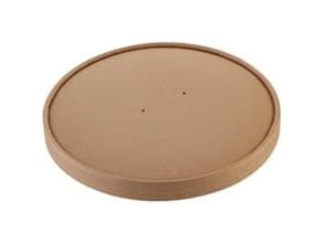 Låg Pap Ø185 mm PE-belagt m/ventilationshul Kraft Brun til salatbæger,25 stk/ps - (25 stk.)