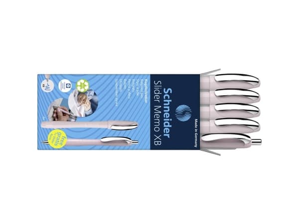 Schneider Schreibgeräte Etui 4x Memo + 1x Rave pearl 150235 Kuglepen Skrivemaskine: Blå N/A 5 stk