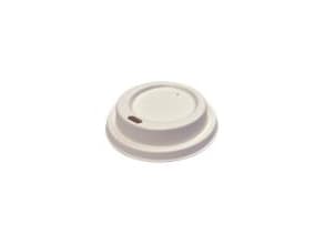 Juoman kansi Bagasse Ø80xH15mm kahvikuppeihin valkoinen, 20 ps x 50 kpl/crt