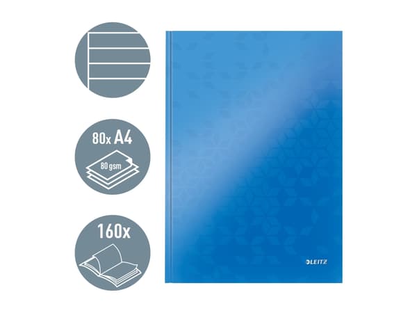 Leitz WOW - Notisbok - A4 (210 x 297 mm) - rektangulær - 80 ark - linjert - kartong