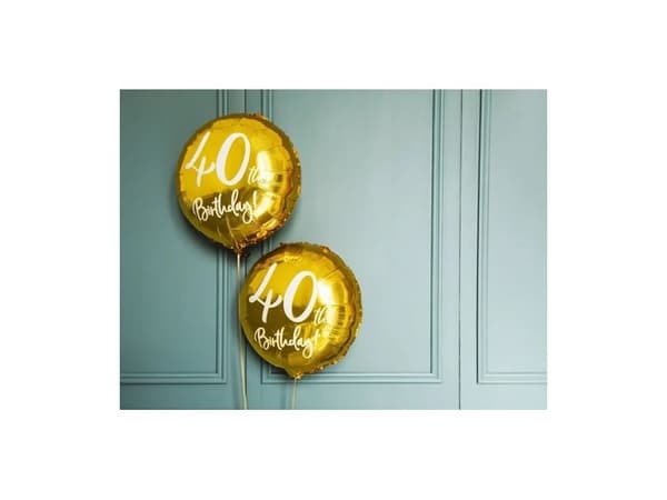 PartyDeco FB24M-40-019-KARTON, Kulta, Valkoinen, Pyöreä, Kalvo, Syntymäpäivä, Englanti, 45 cm