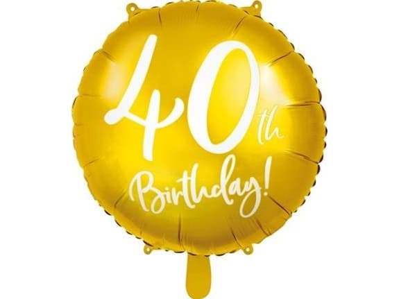 PartyDeco FB24M-40-019-KARTON, Kulta, Valkoinen, Pyöreä, Kalvo, Syntymäpäivä, Englanti, 45 cm