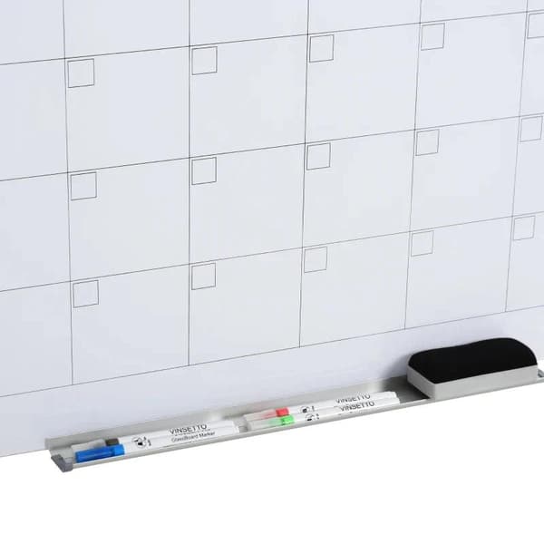 Rootz Whiteboard - Valkotaulukalenteri - Lomasuunnitelmien ja kuukausisuunnittelun järjestäminen - 1 kynäpidike - 4 tussia ja pyyhekumi - 90 x 60 cm