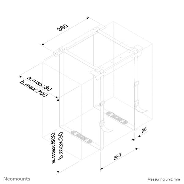 Neomounts CPU-D025BLACK PC-hållare Underinbyggnad Svart Tillåten belastning upp till vikt: 20 kg