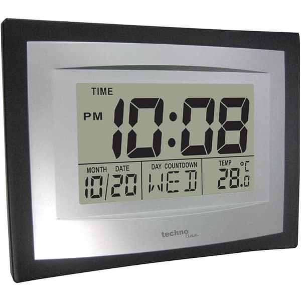 Techno Line WS 8004 Kvarts Väggklocka 220 mm x 170 mm x 35 mm Silver, Svart