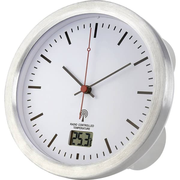 Renkforce E1003R DCF Väggklocka 17 cm x 6 cm Silver Lämpliga för badrum/våtutrymmen