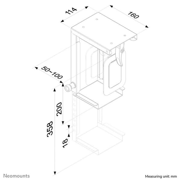 Neomounts CPU-D075BLACK PC-hållare Underinbyggnad Svart Tillåten belastning upp till vikt: 10 kg