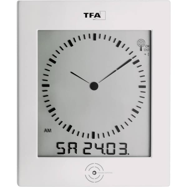 TFA Dostmann 60.4506 DCF Väggklocka 220 mm x 265 mm x 31 mm Silver