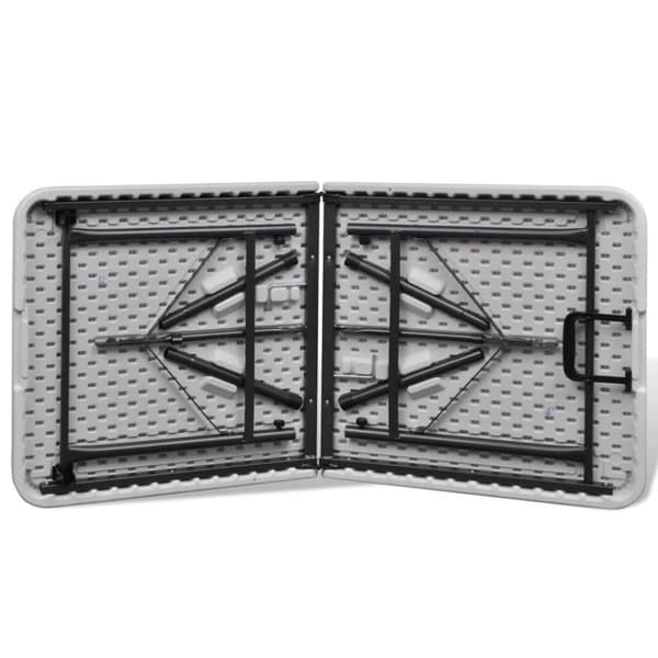 vidaXL Sammenfoldeligt Havebord 122 cm HDPE Hvid
