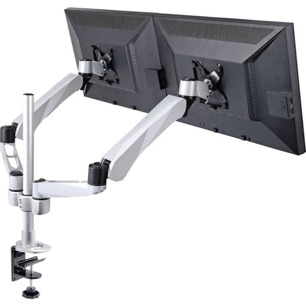 SpeaKa Professional SP-3947568 Flex 2x Monitor bordsfäste 25,4 cm (10) - 68,6 cm (27) Svart, Silver Justerbar i höjd,